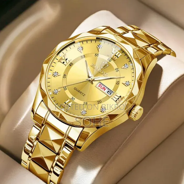 BINBOND Premium Golden Quartz Men's Watch