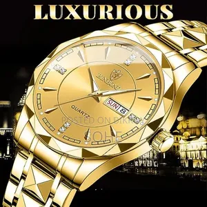 BINBOND Premium Golden Quartz Men's Watch