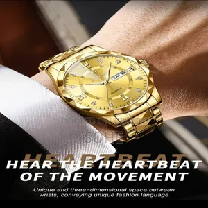 BINBOND Premium Golden Quartz Men's Watch