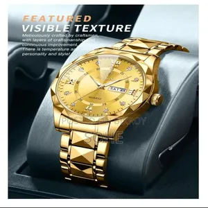 BINBOND Premium Golden Quartz Men's Watch
