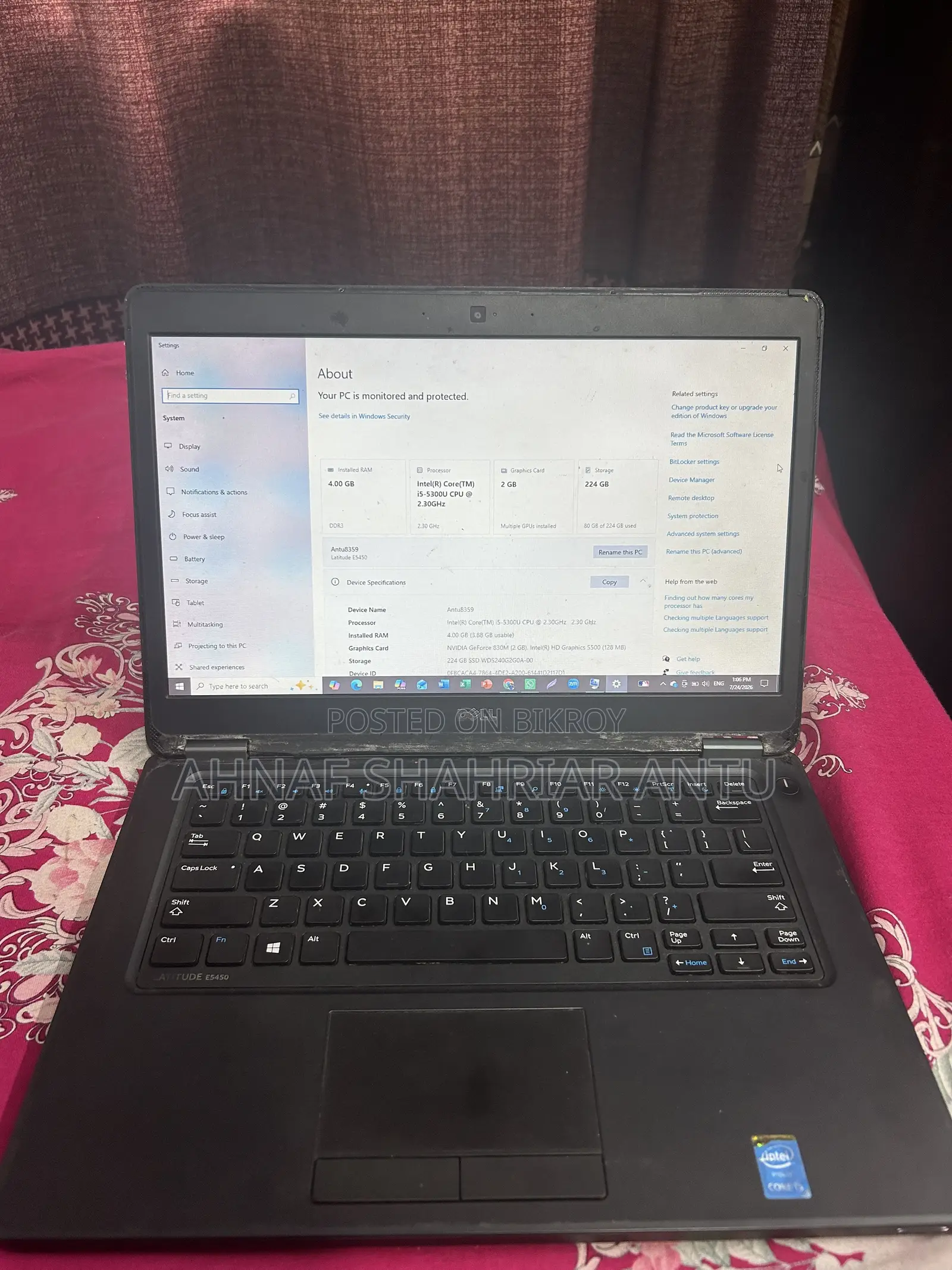 Laptop Dell Latitude 5450 4GB Intel Core I5 SSD 256GB