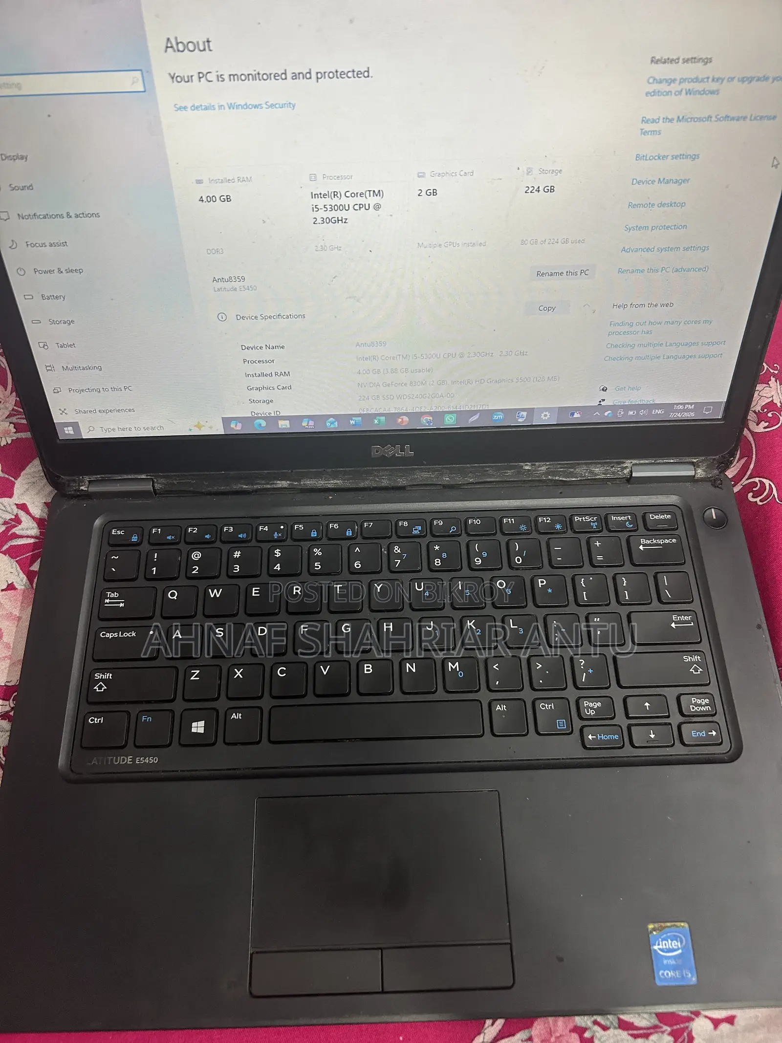 Laptop Dell Latitude 5450 4GB Intel Core I5 SSD 256GB