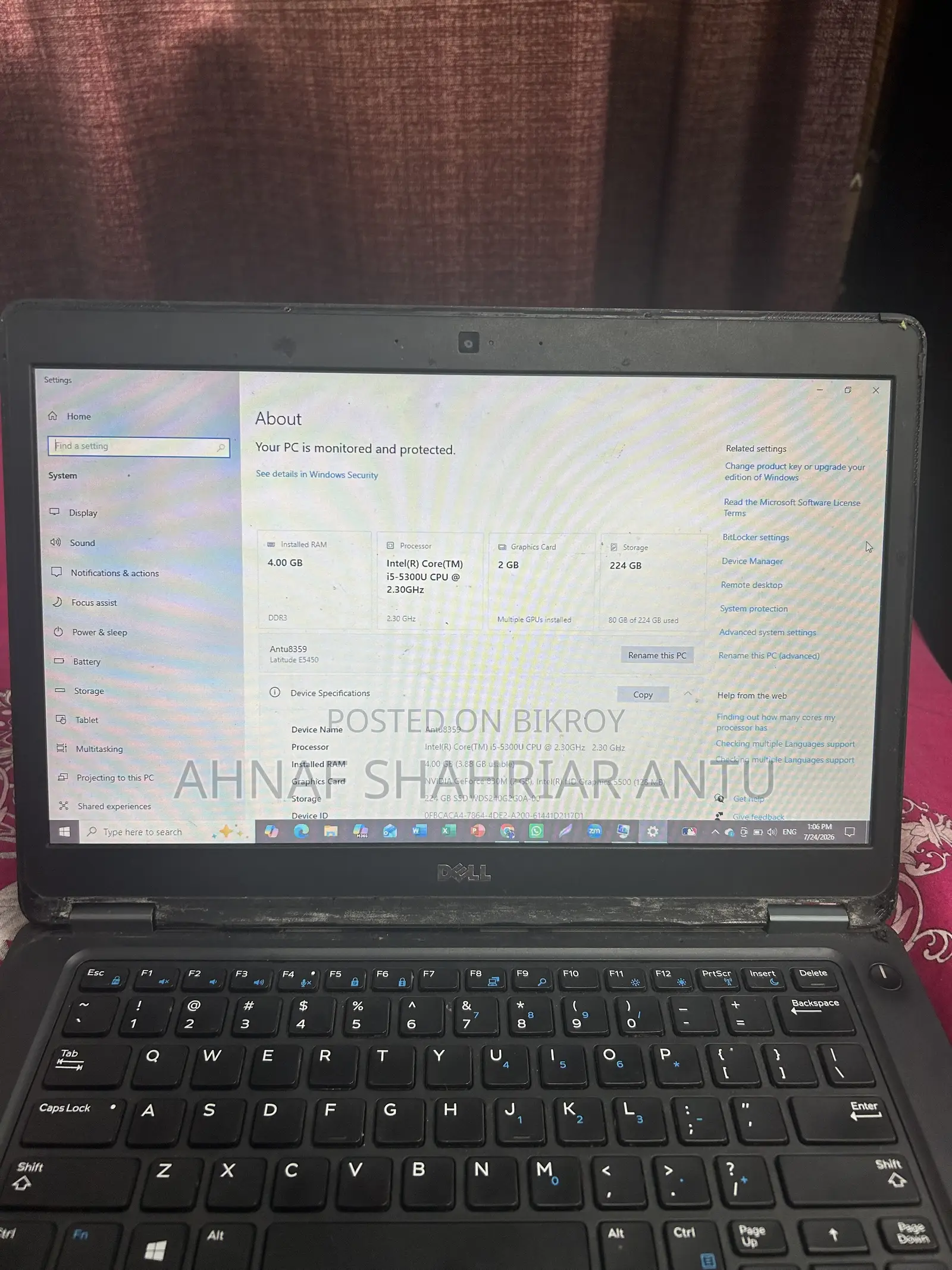 Laptop Dell Latitude 5450 4GB Intel Core I5 SSD 256GB