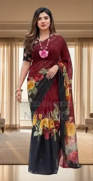 Premium Rainbow Georgette Saree with Blouse Piece