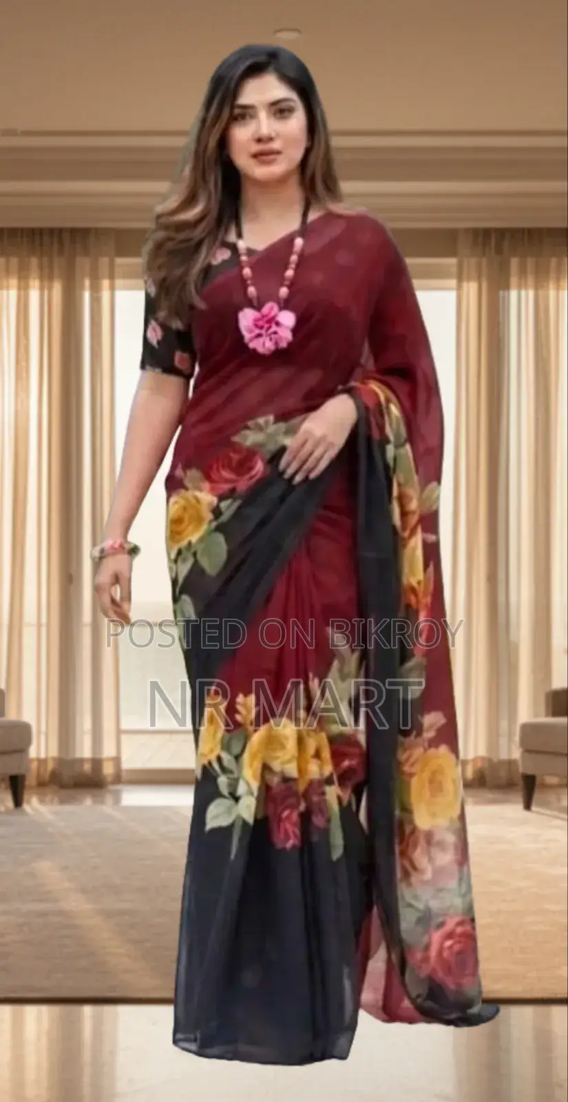Premium Rainbow Georgette Saree with Blouse Piece