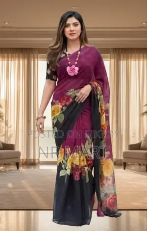 Premium Rainbow Georgette Saree with Blouse Piece