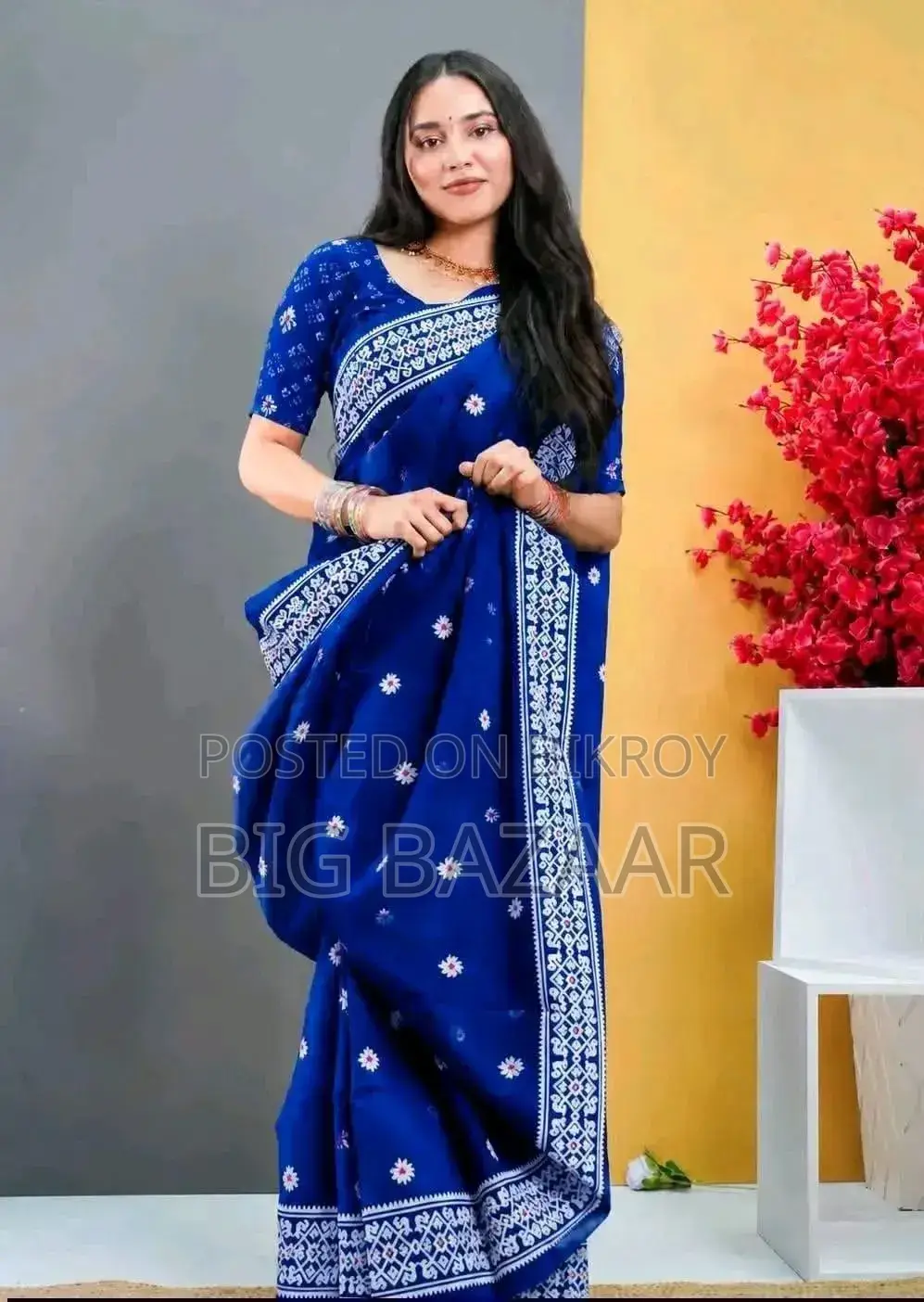 Half Silk Screen Print Saree