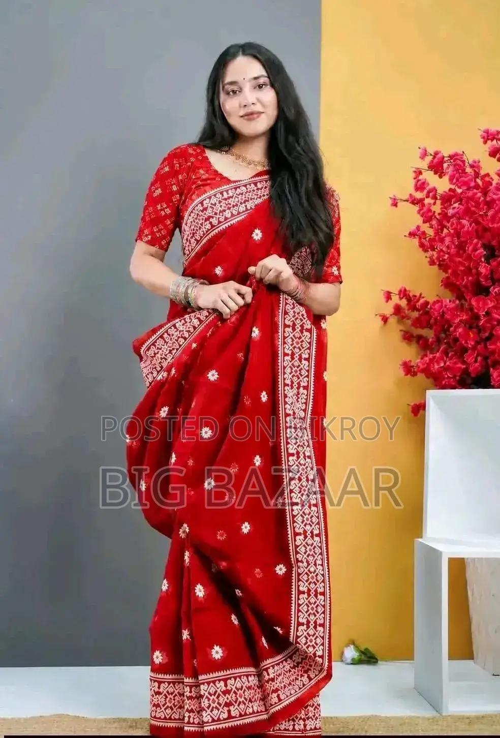 Half Silk Screen Print Saree