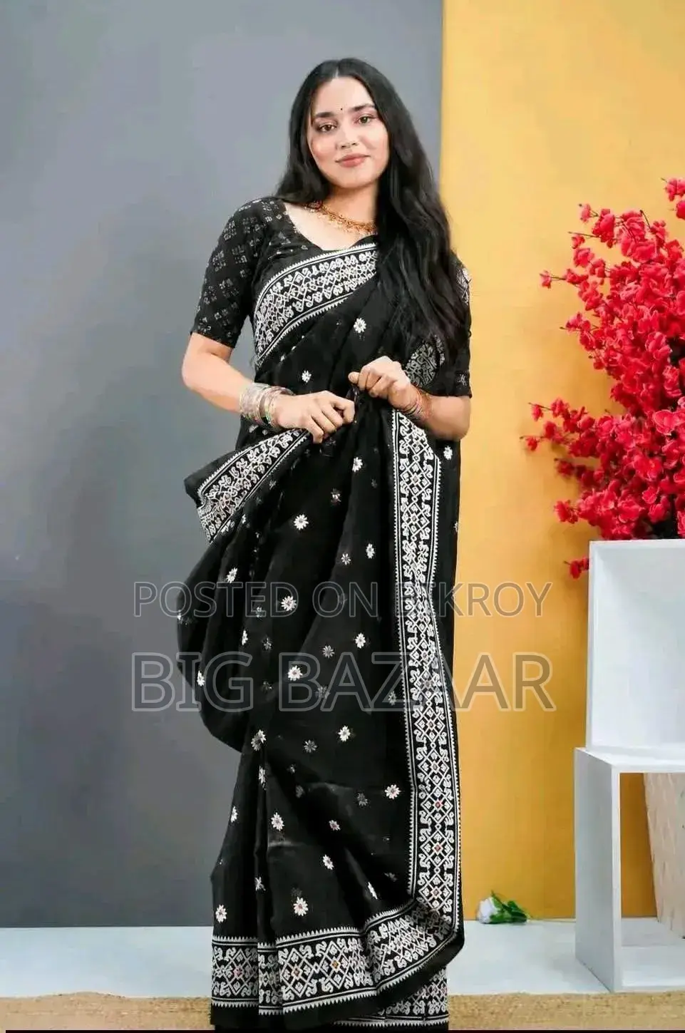 Half Silk Screen Print Saree
