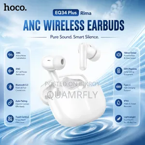 Hoco EQ34 Plus Rima — Premium ANC Wireless Earbuds.