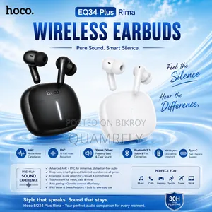 Hoco EQ34 Plus Rima — Premium ANC Wireless Earbuds.