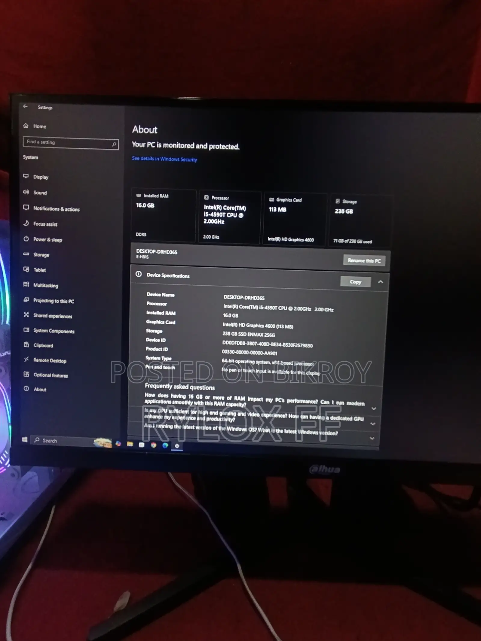 Desktop Computer Asus 16GB Intel Core i5 SSD 1T