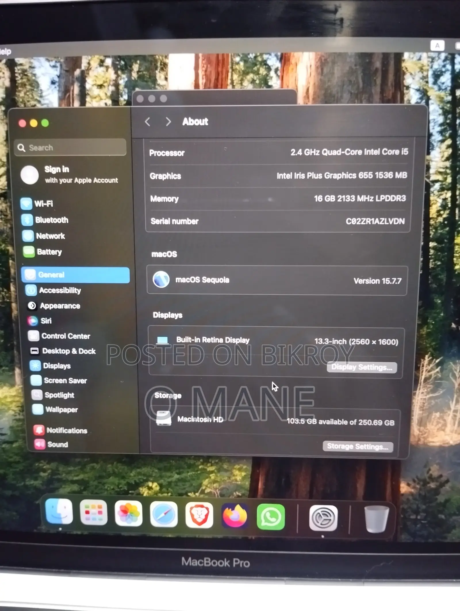 Laptop Apple MacBook Pro 2019 16GB Intel SSD 16 GB