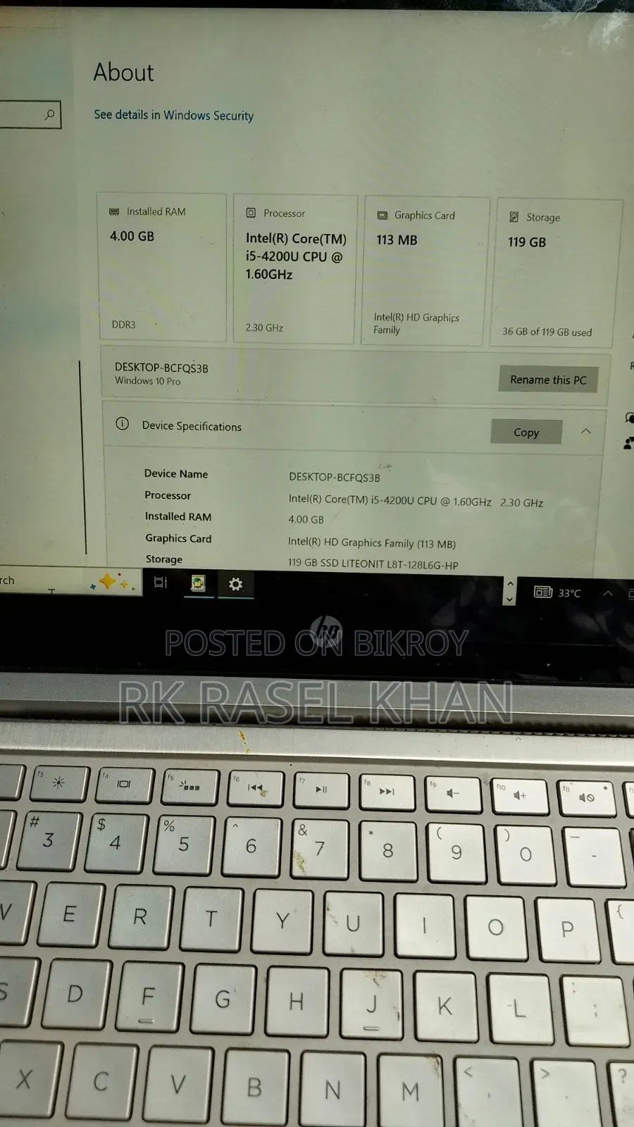Laptop HP 240 4GB HDD 128GB