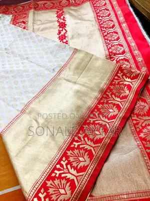 White Saree with Red Border