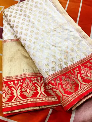 White Saree with Red Border