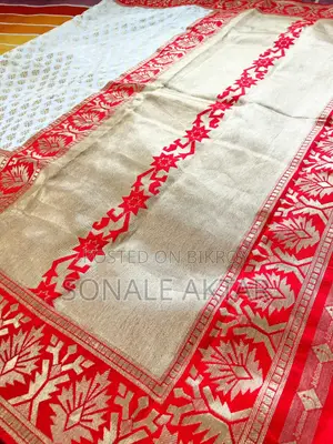 White Saree with Red Border