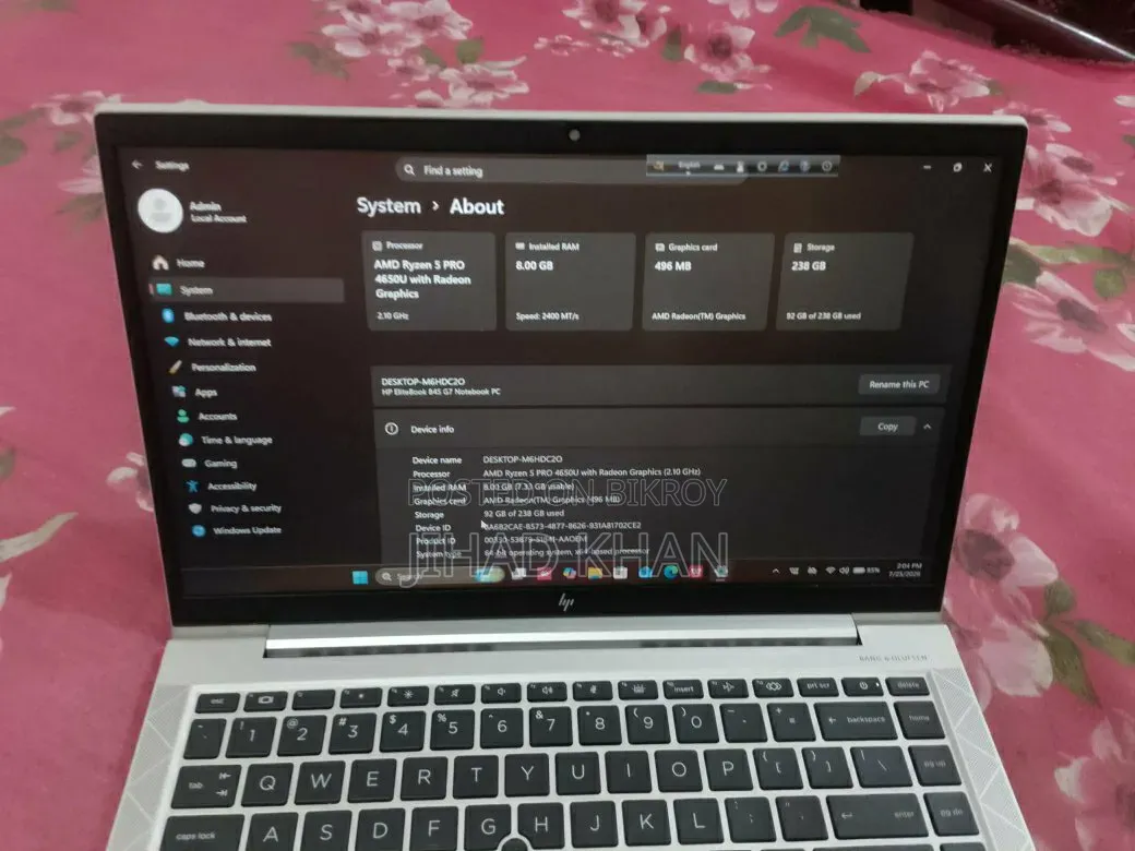 Laptop HP Elitebook 845 G7 8GB AMD Ryzen 5 SSD 256GB
