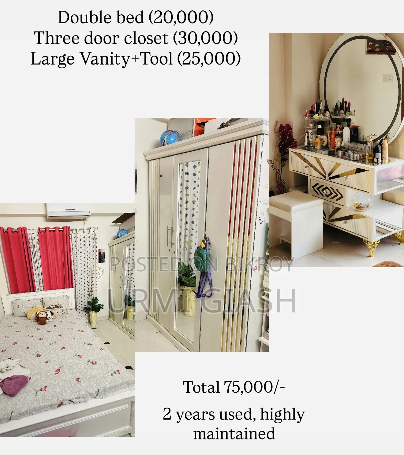 Double Bed, Closet and Dressing Table Set