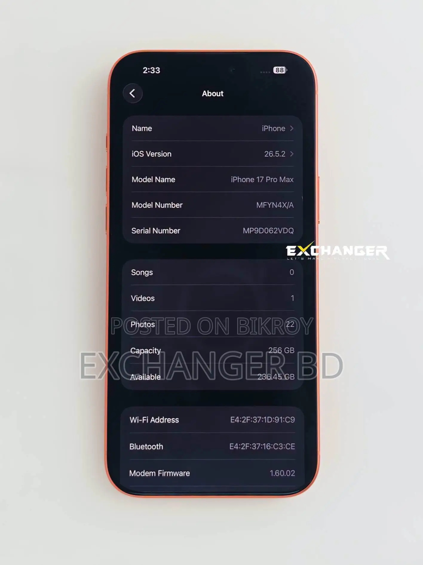 অ্যাপল আইফোন ১৭ প্রো ম্যাক্স ২৫৬ জিবি অরেঞ্জ
