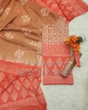আনস্টিচড কটন থ্রিপিস,ভেজিটেবল টাই-ডাই করা।