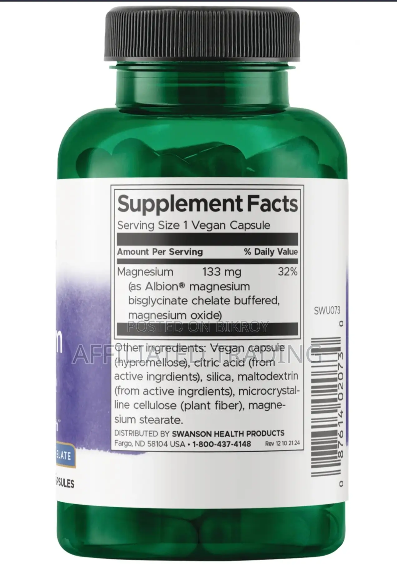 Swanson Albion Chelated Magnesium Glycinate- 90 Capsules - Made in USA