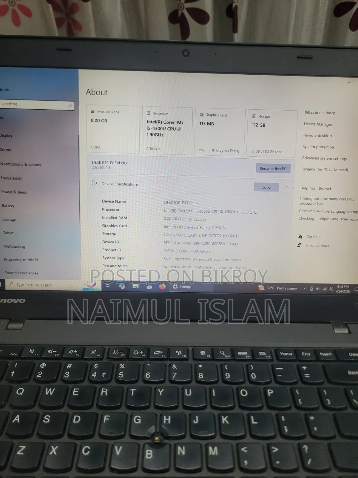 Laptop Lenovo ThinkPad T440 8GB Intel Core I5 SSD 128GB