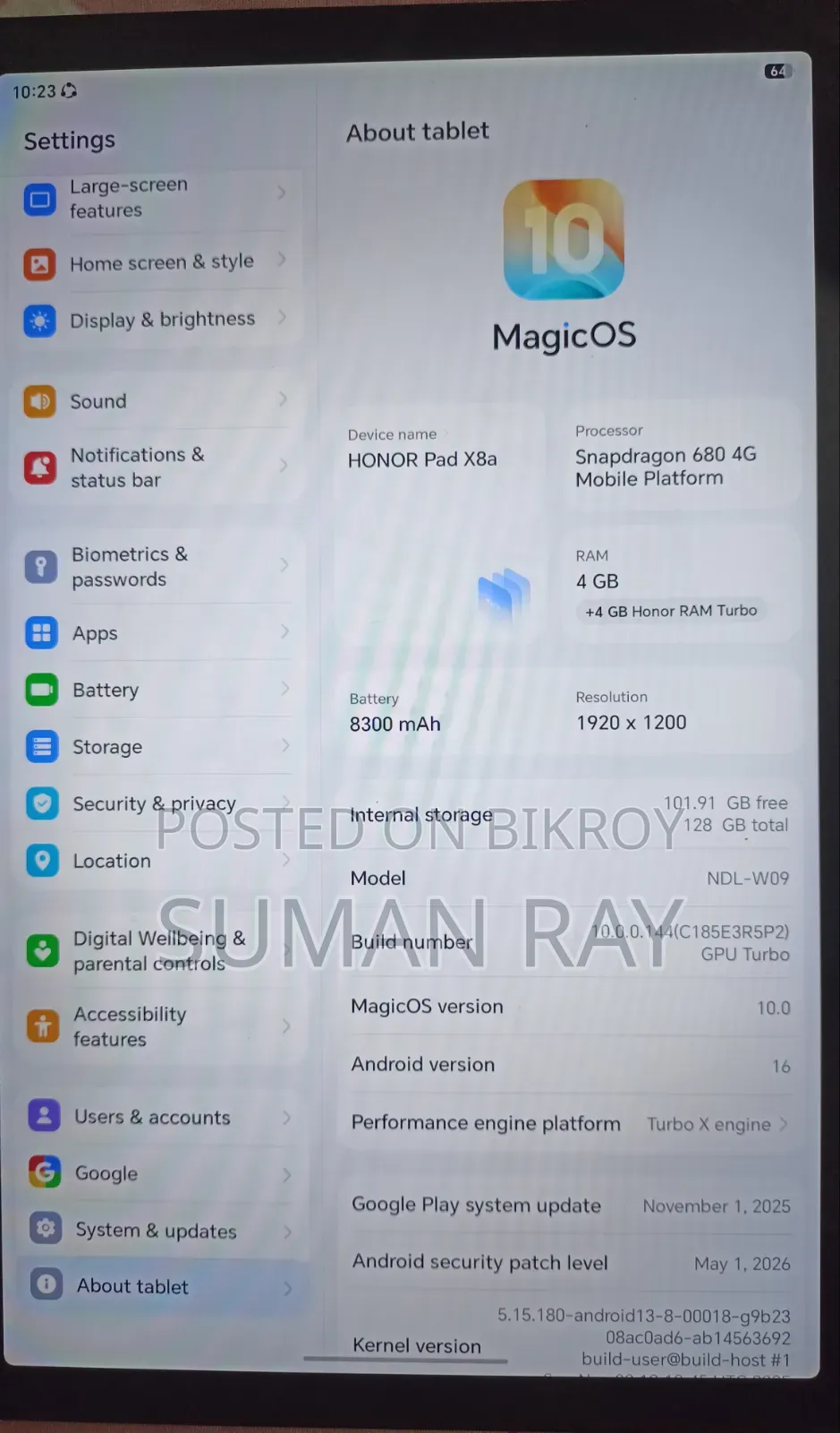 New Honor Pad X8 128 GB Black