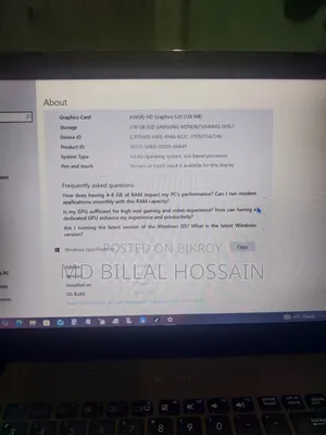 ল্যাপটপ আসুস ৪জিবি ইন্টেল কোর আই৩ এসএসডি ১২৮জিবি