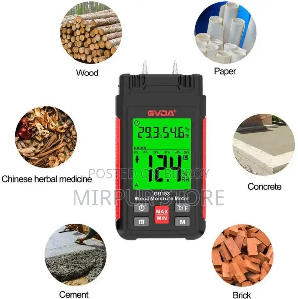 GVDA কাঠ আর্দ্রতা মিটার GD153