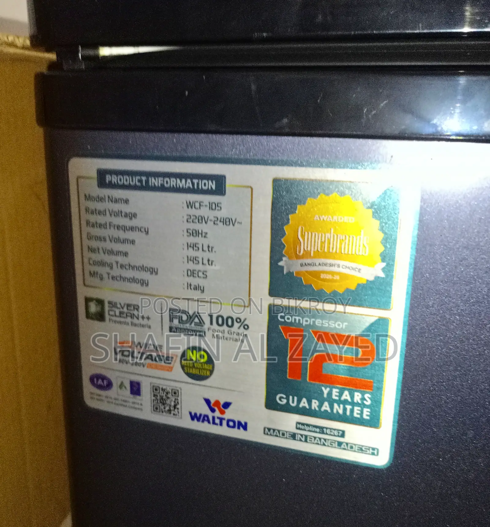 Walton Refrigerator Model : WCF-1D5-GELE-DL