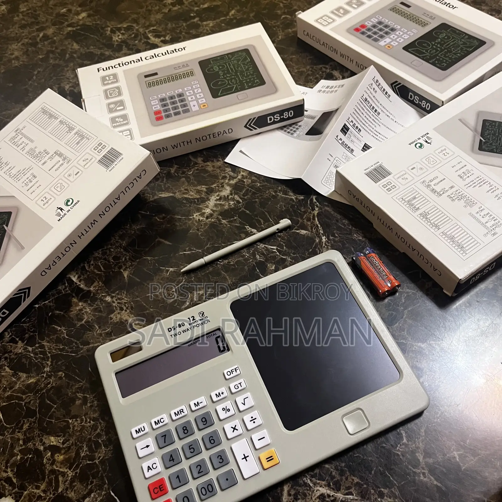 DS-80 2-in-1 LCD Writing Tablet Calculator | 12-Digit Dual Power