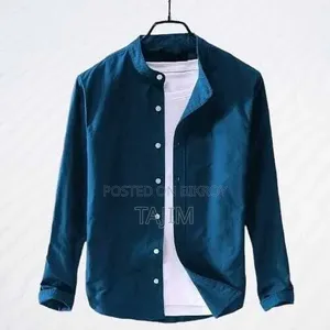 Premium Quality Solid Band Collar Long Sleeve Shirt