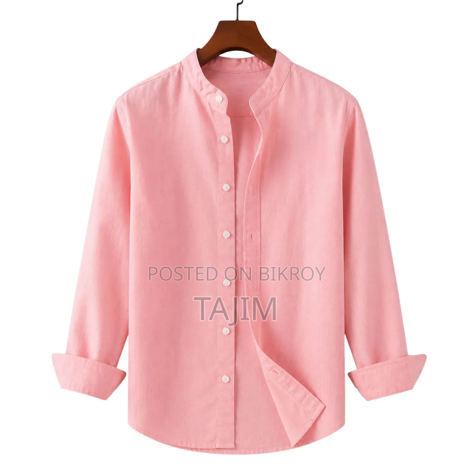 Premium Quality Solid Band Collar Long Sleeve Shirt