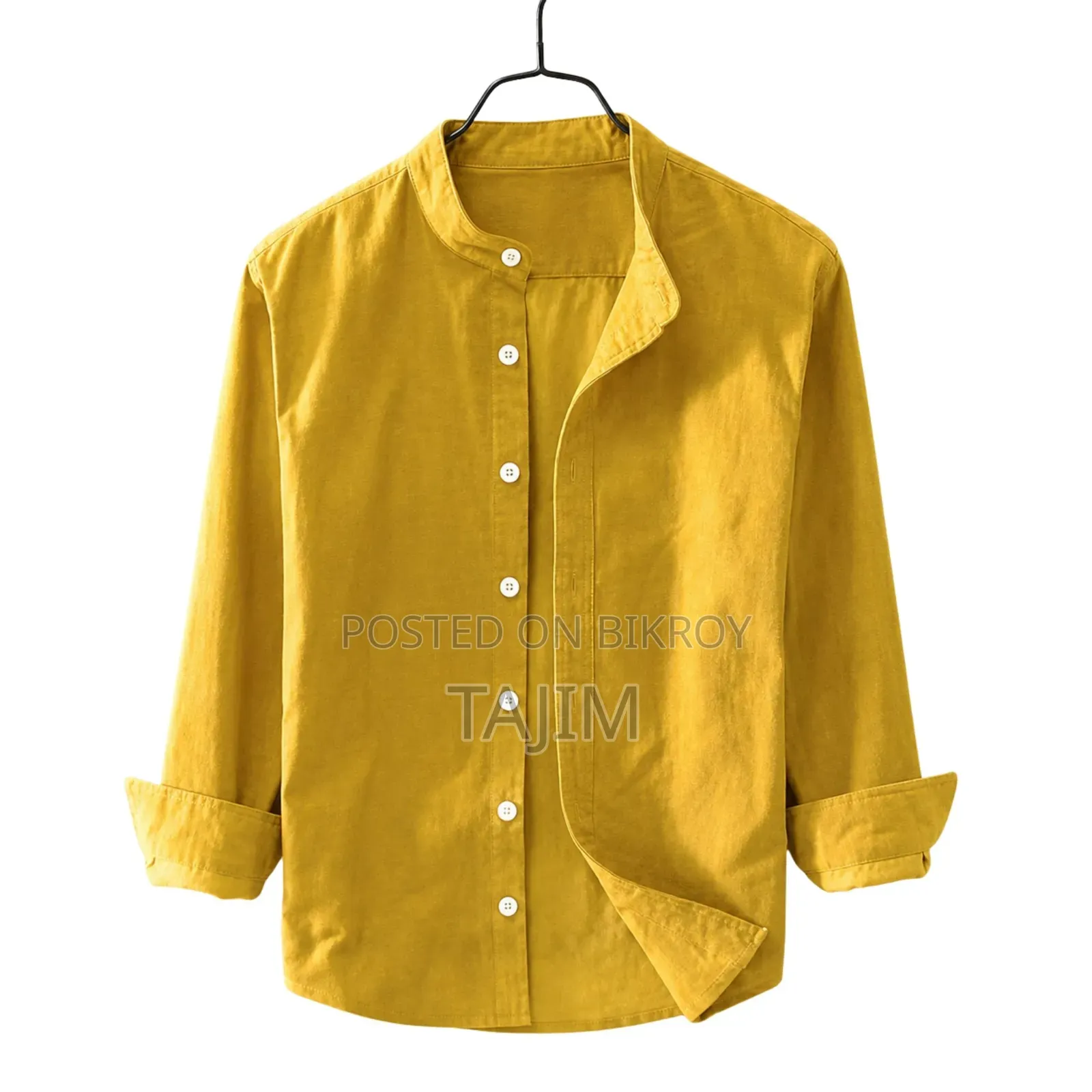 Premium Quality Solid Band Collar Long Sleeve Shirt