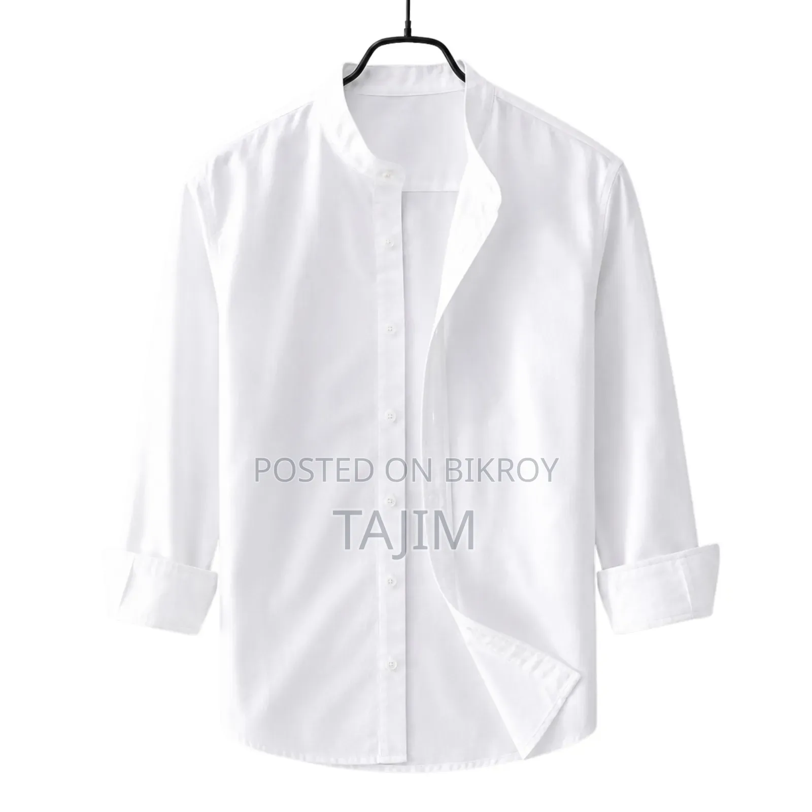 Premium Quality Solid Band Collar Long Sleeve Shirt