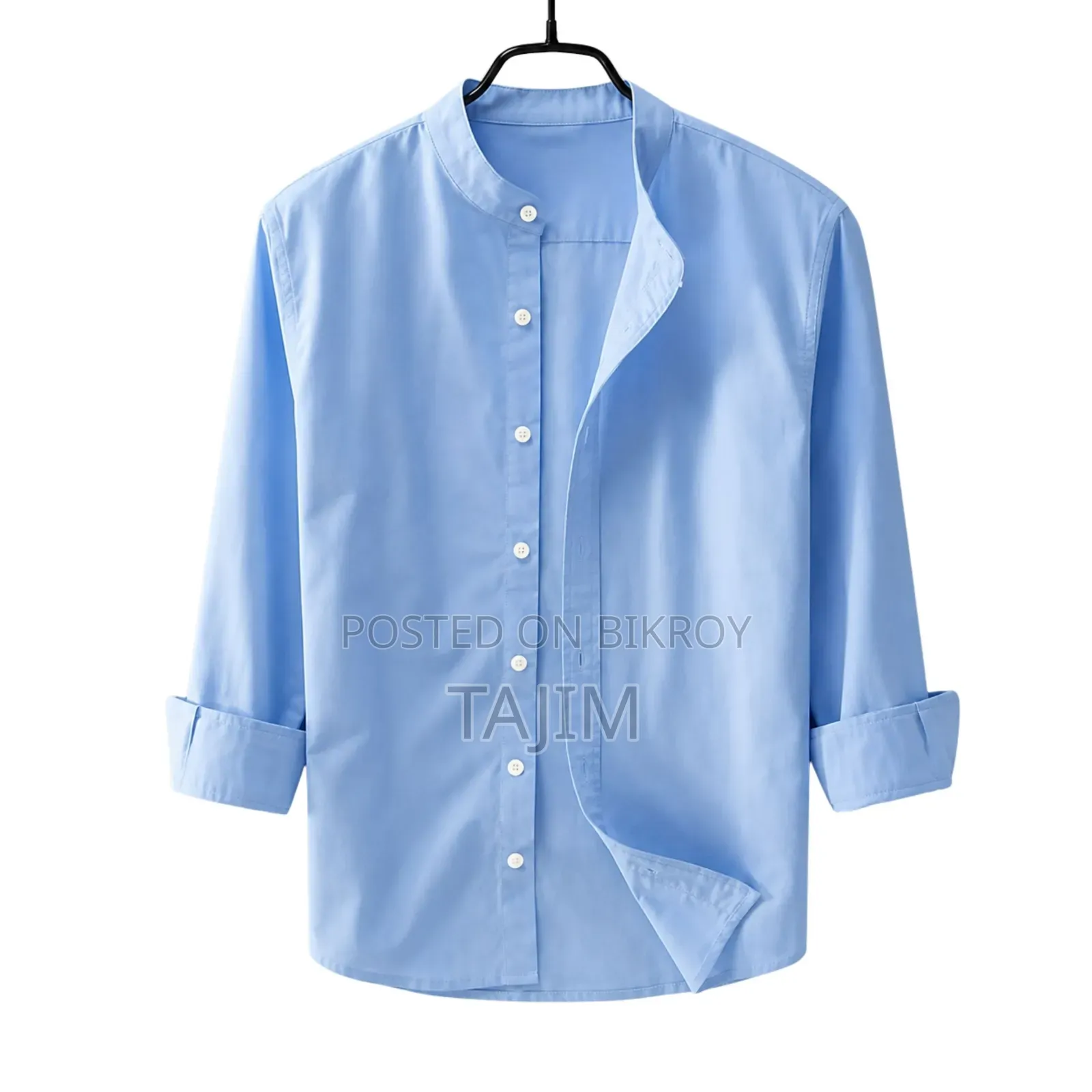 Premium Quality Solid Band Collar Long Sleeve Shirt