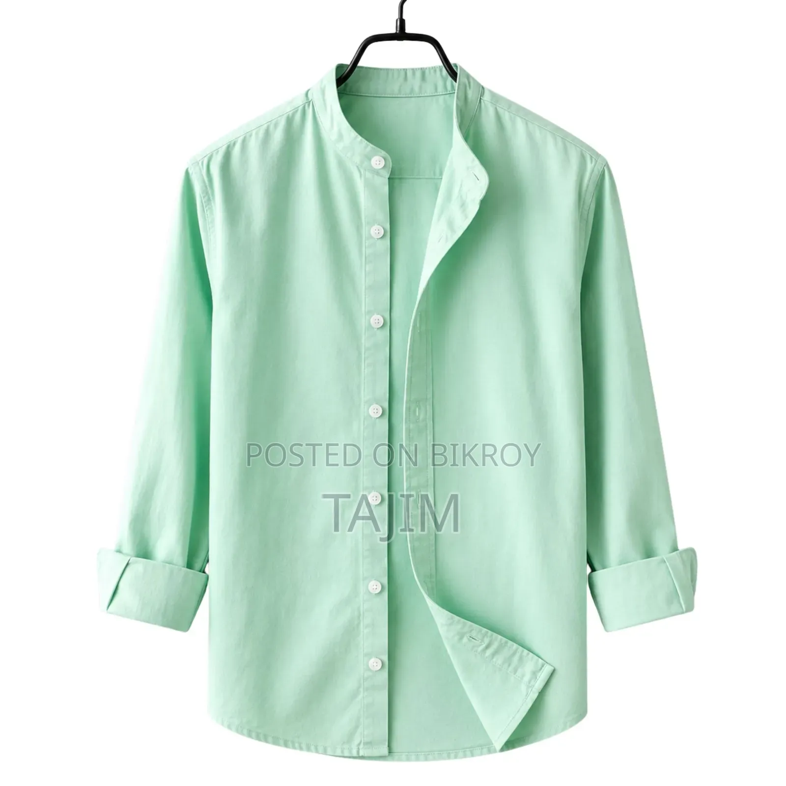 Premium Quality Solid Band Collar Long Sleeve Shirt