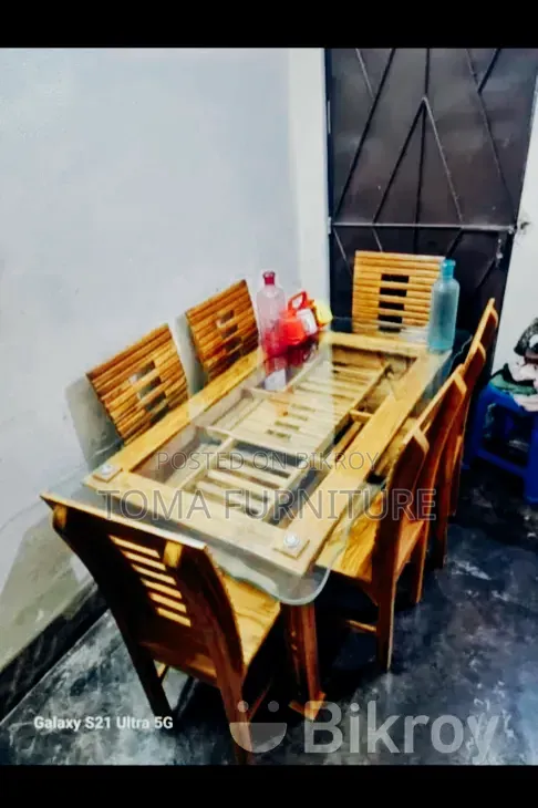 চিটাগং সেগুন কাঠের ডাইনিং টেবিল চেয়ার