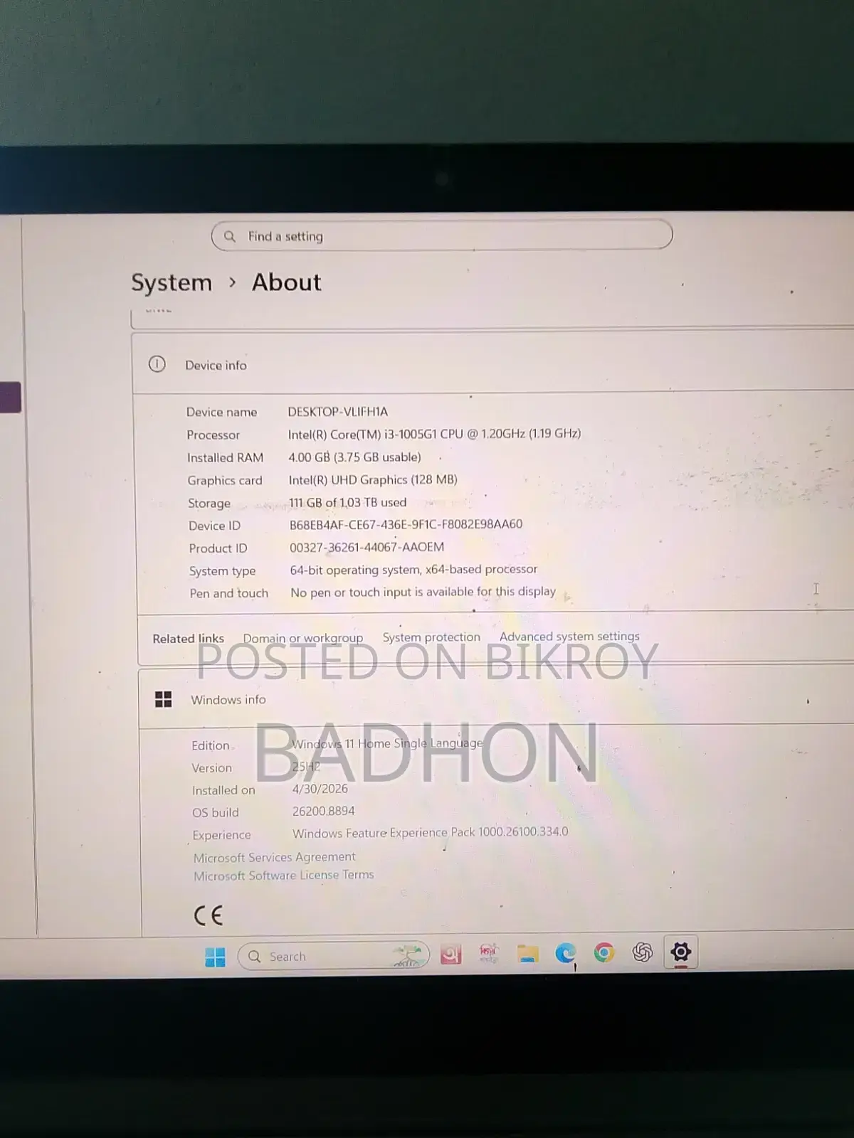 Laptop Lenovo Ideapad 3 4GB Intel Core i3 SSD 1T