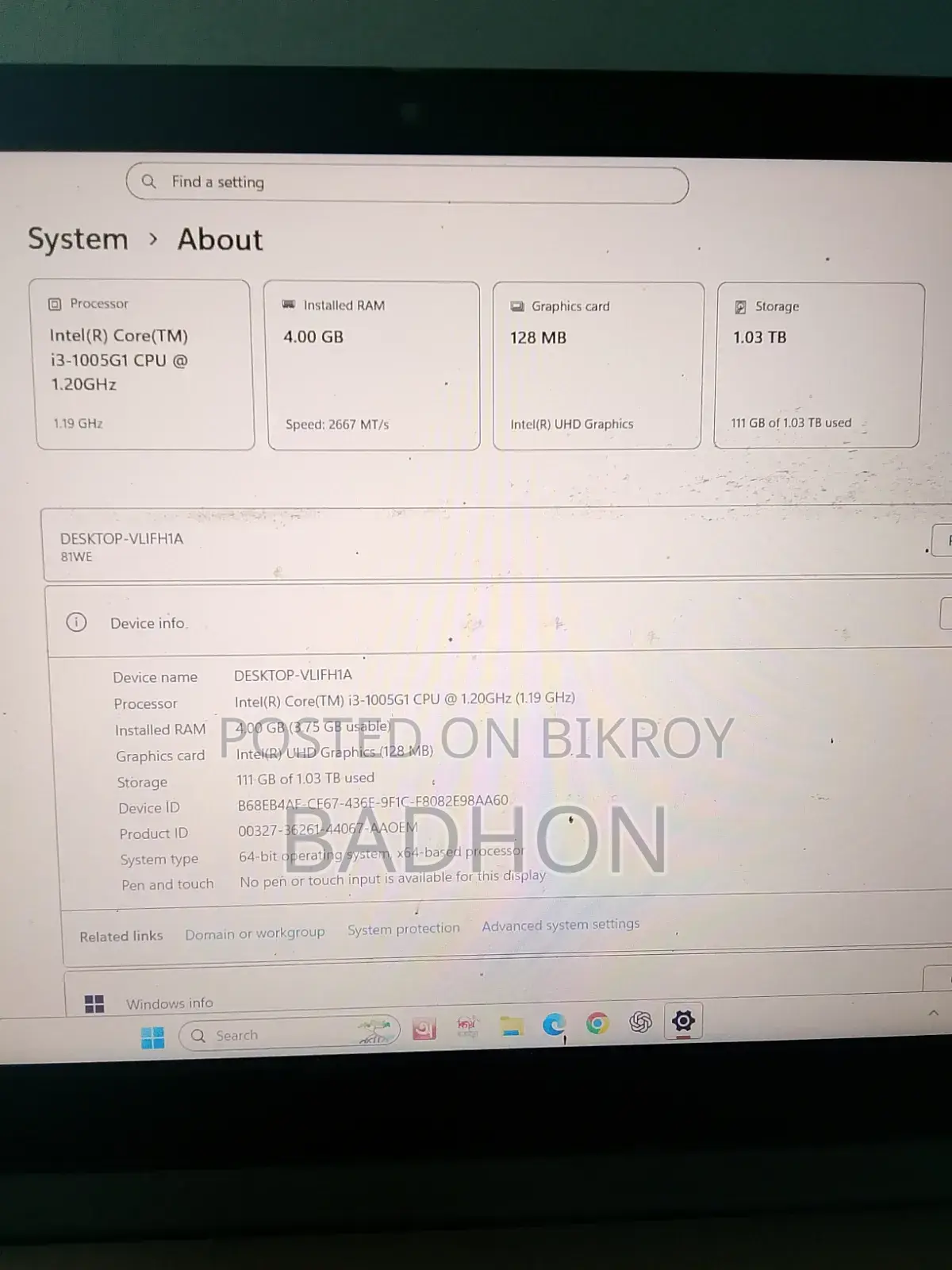 Laptop Lenovo Ideapad 3 4GB Intel Core i3 SSD 1T