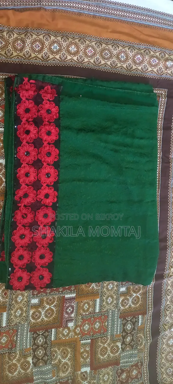 Green and Red Colour Sari
