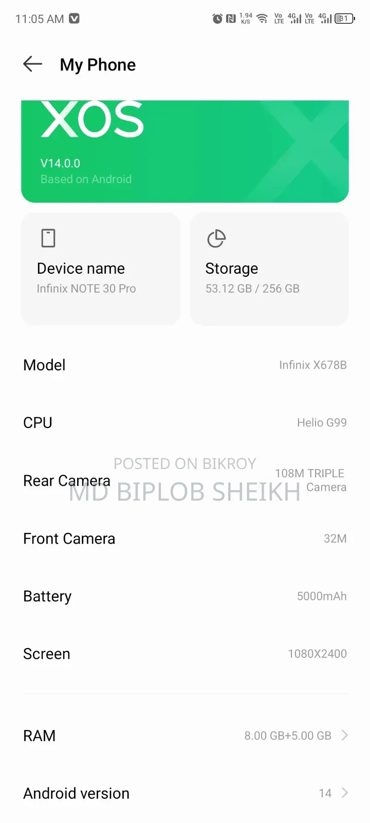 Infinix Note 30 Pro 256 GB