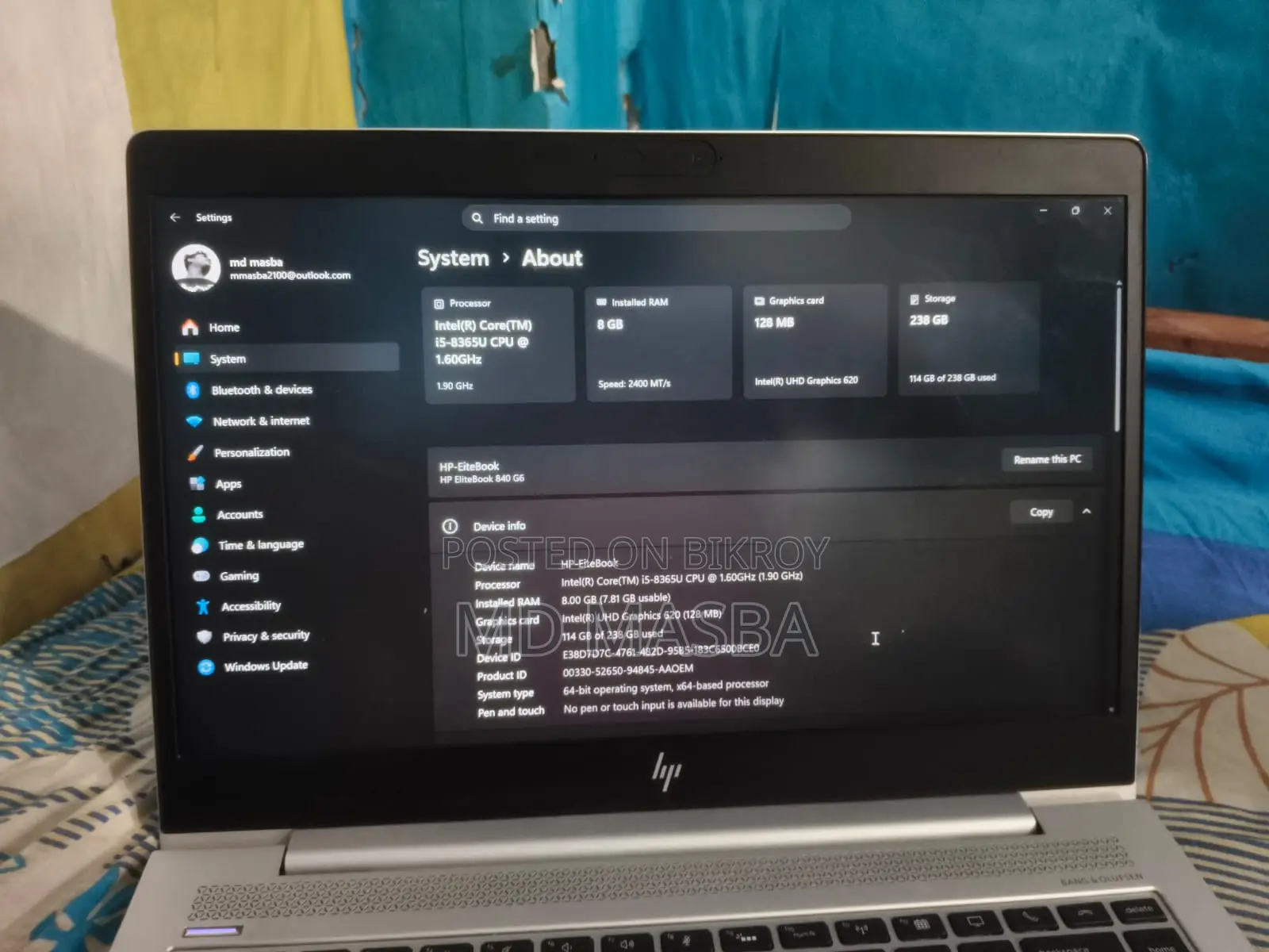Laptop HP EliteBook 840 G6 8GB Intel Core I5 SSD 256GB
