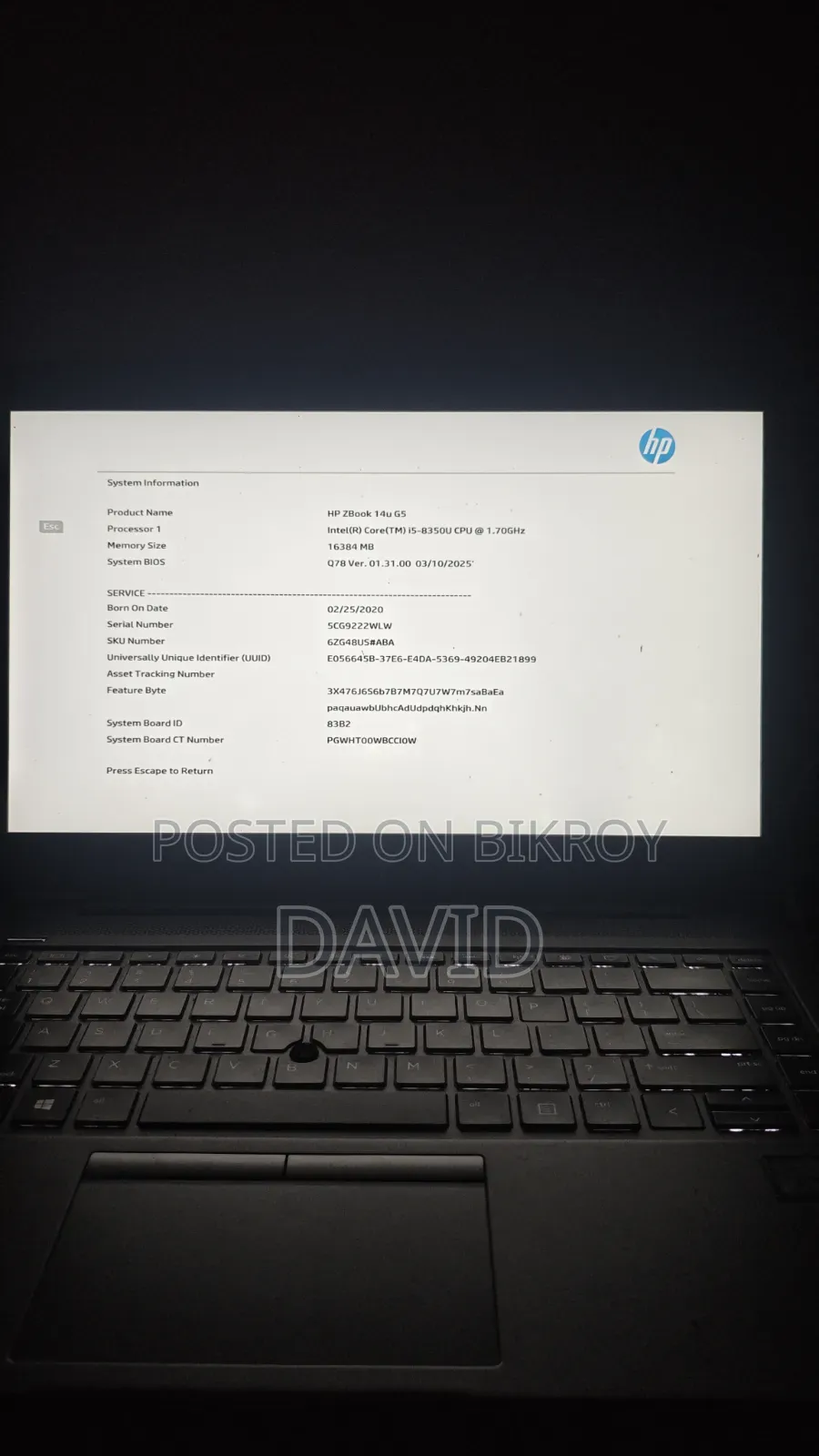 Laptop HP ZBook 14u G5 16GB Intel Core i5 SSD 256GB