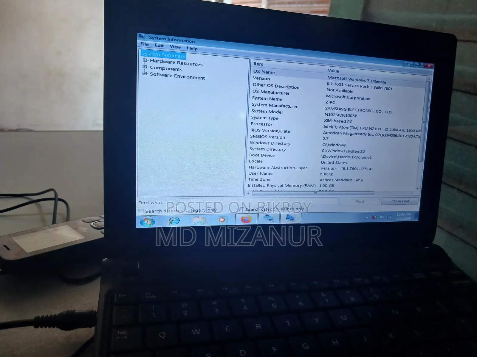 Laptop Samsung NP-N102SP 1GB Intel Atom HDD 320GB