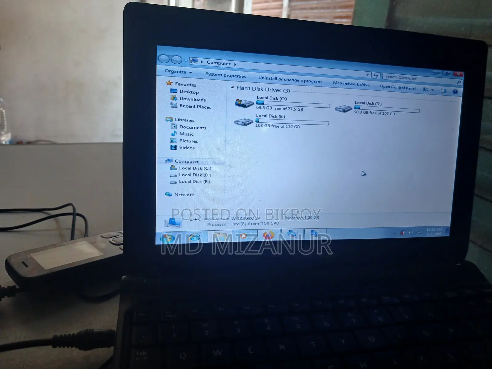Laptop Samsung NP-N102SP 1GB Intel Atom HDD 320GB
