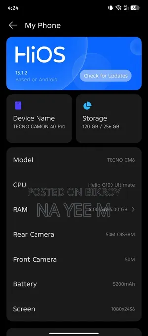Tecno Camon 40 Pro 4G 256 GB Black