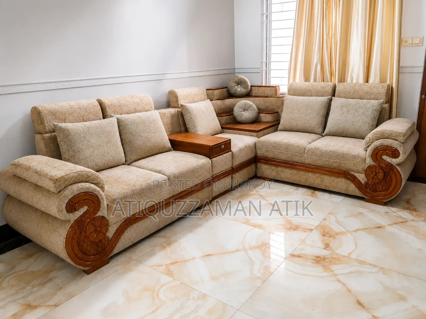 Luxury Chittagong Segun Wood Corner Sofa – Like New Condition