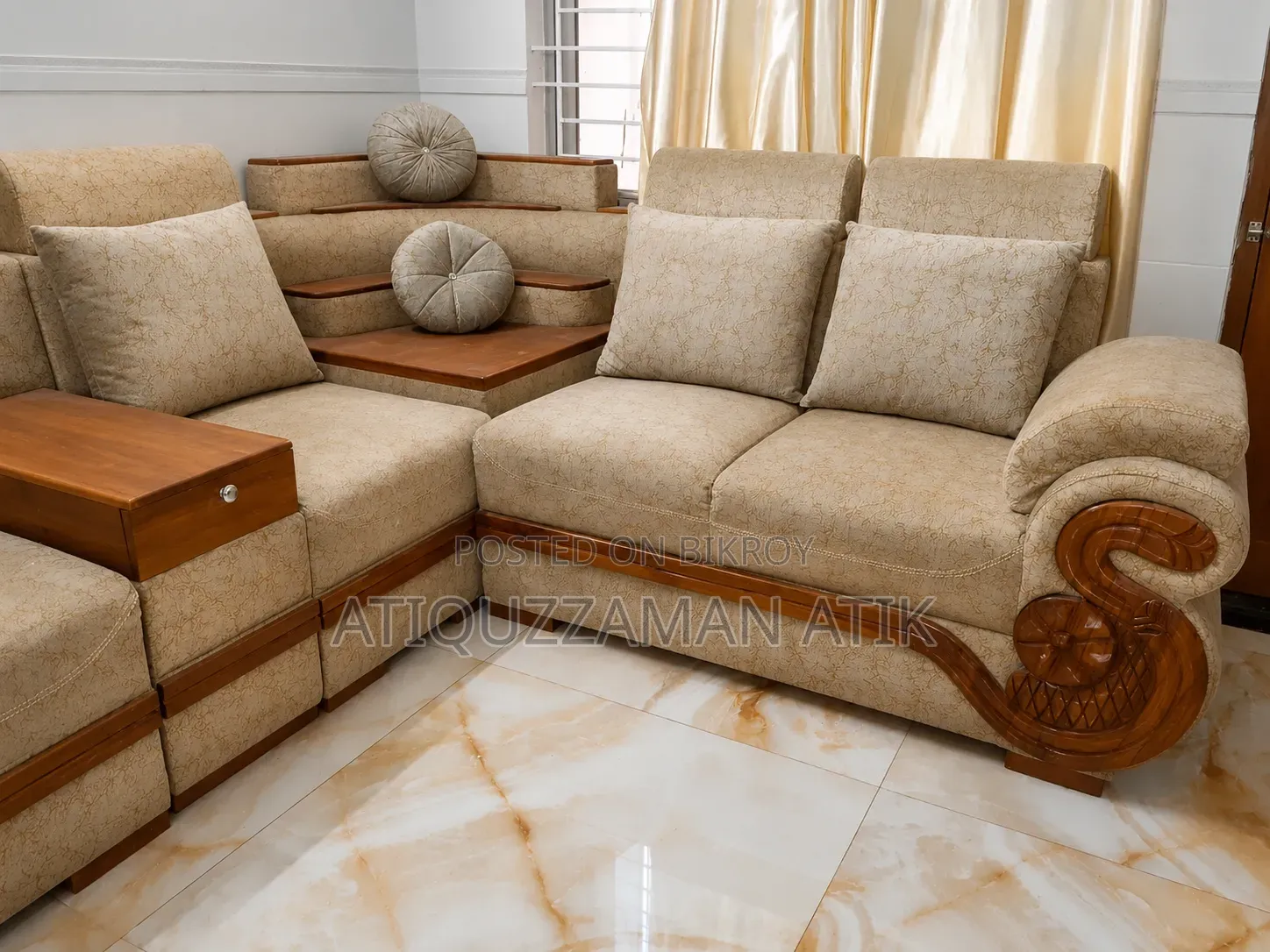 Luxury Chittagong Segun Wood Corner Sofa – Like New Condition